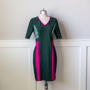 Custom made color blocked sheath dress